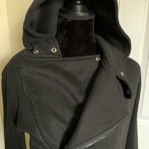 Unisex soft moto asymmetric hoodie